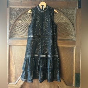 Anthropologie Hailee C Black Lace Party Dress XL
